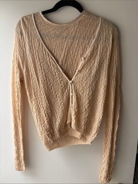 Missoni Peach Knit Textured V-Neck Cardigan and tank set